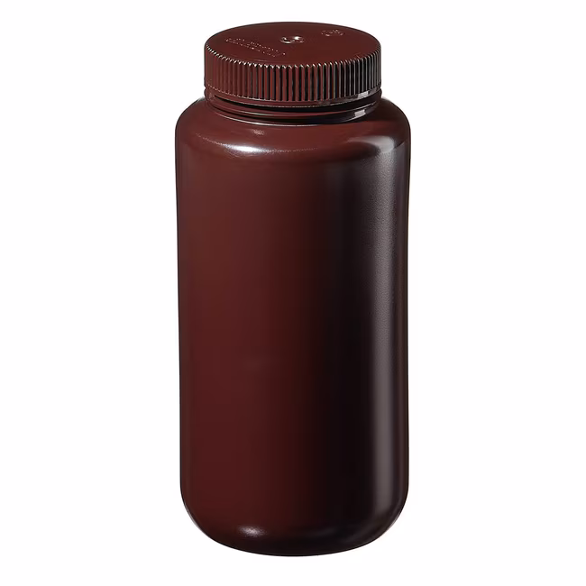 Chai HDPE màu hổ phách miệng rộng Nalgene™ có nắp, dòng tiết kiệm